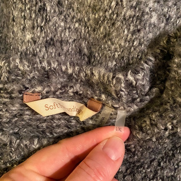 Soft surroundings Dolman Sleeves Wool Blend Boxy Sweater Gray cozy Lagenlook - Picture 9 of 11